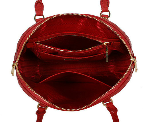 2016 Prada Saffiano Tote 6628 Rosso  Bianco Cuoio