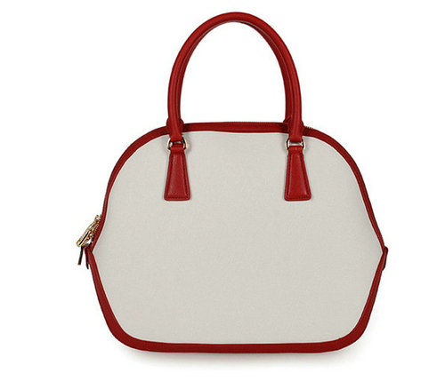 2016 Prada Saffiano Tote 6628 Rosso  Bianco Cuoio