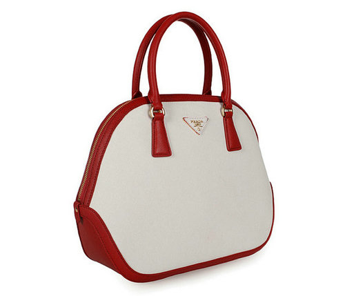 2016 Prada Saffiano Tote 6628 Rosso  Bianco Cuoio