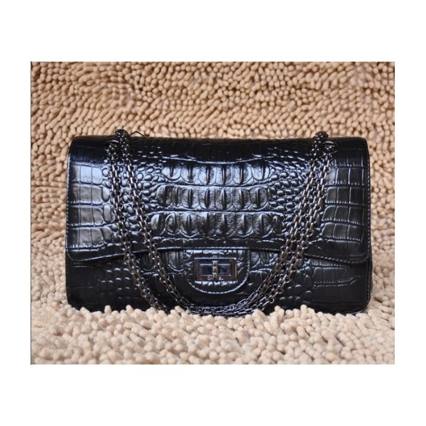 Borse Chanel Flap In Pelle Croc Veins 30756 In Una Pistola Color