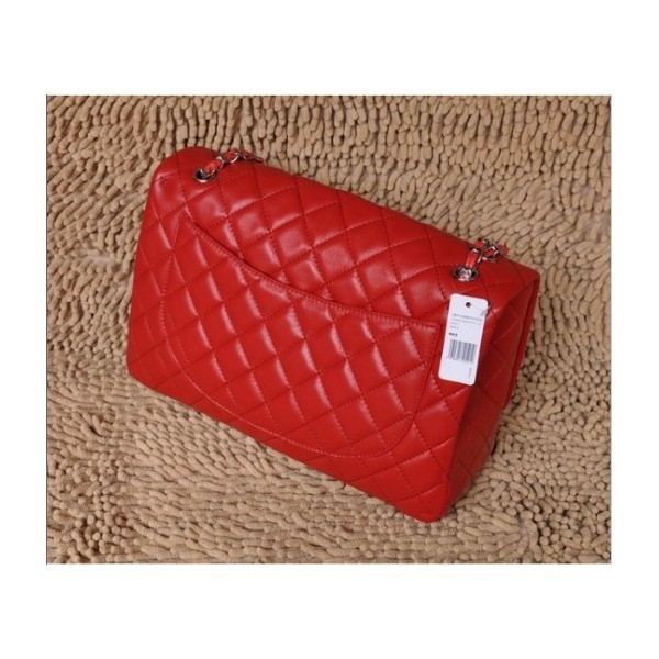 Chanel A47600 Flap Borse In Pelle Di Agnello Rossa Con Argento H