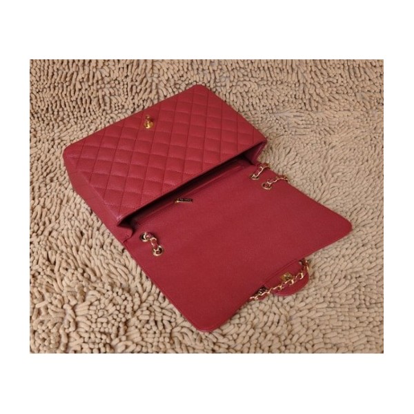 Chanel A47600 Flap Borse In Pelle Di Vacchetta Rossa Con Oro Hw