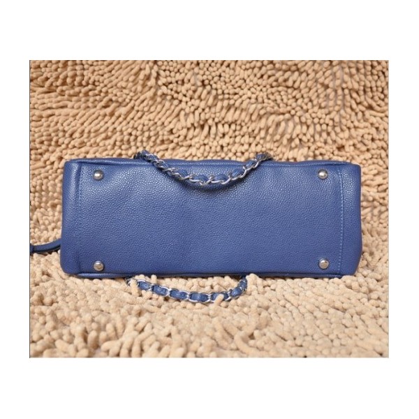 Chanel A50755 In Pelle Fiore Blu Pieno Tote Con Logo Cc