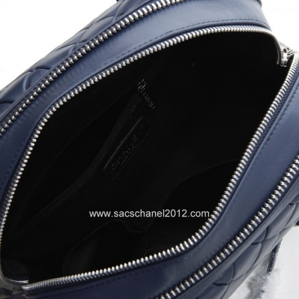 Borse Chanel 2012 Bowling In Pelle Di Vitello Blu Navy Con Shw R