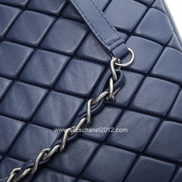 Borse Chanel 2012 Bowling In Pelle Di Vitello Blu Navy Con Shw R