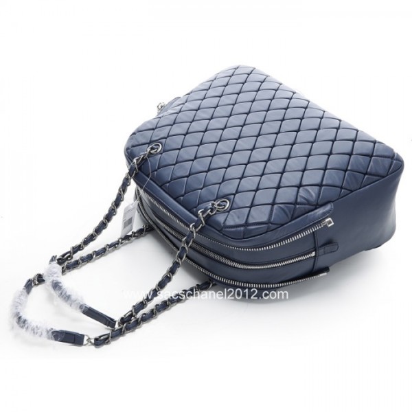 Borse Chanel 2012 Bowling In Pelle Di Vitello Blu Navy Con Shw R