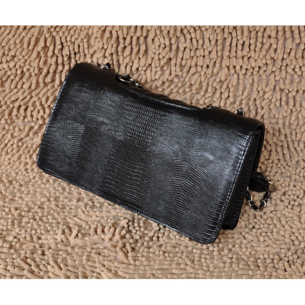 Chanel 2012 Black Lizard Veins Leather Flap Borse