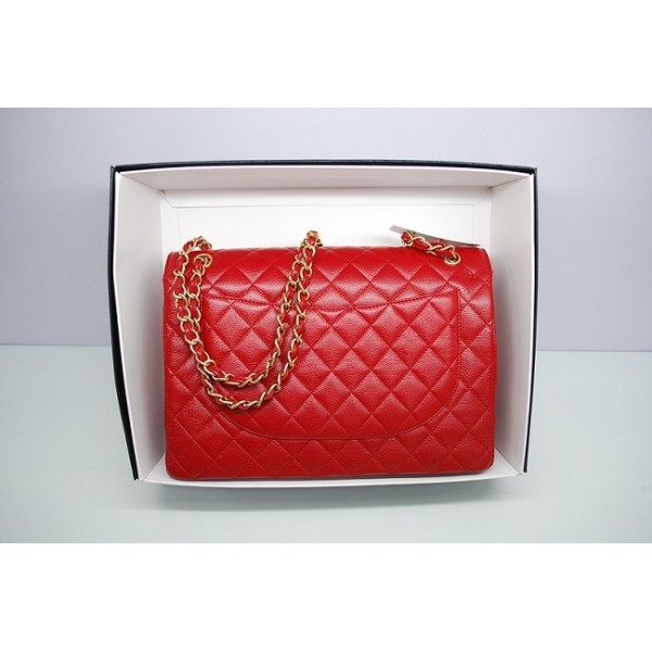 Chanel 2012 Red Caviar Flap Borse Maxi Con Ghw Pelle