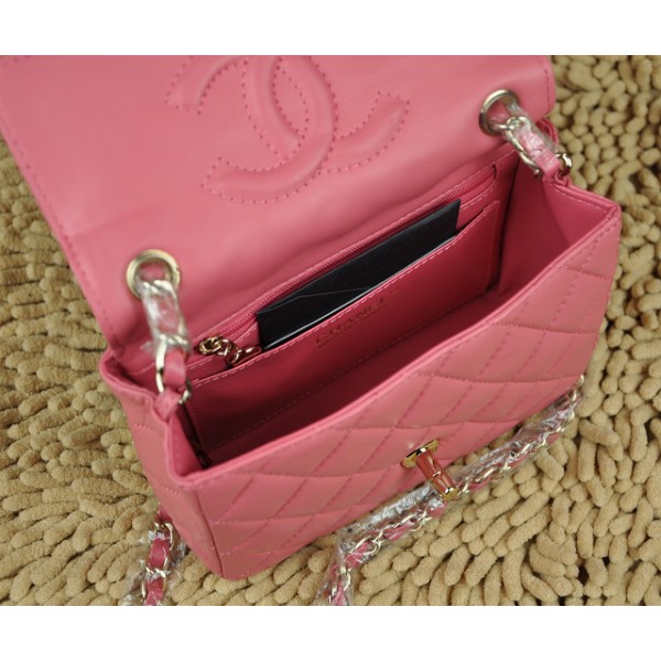 Chanel Flap Bag Agnello Mini Rosa A Forma Di Cuore Charm