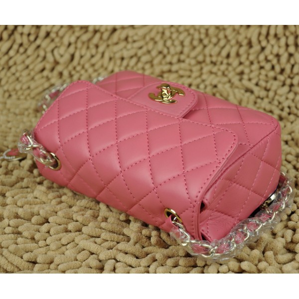 Chanel Flap Bag Agnello Mini Rosa A Forma Di Cuore Charm