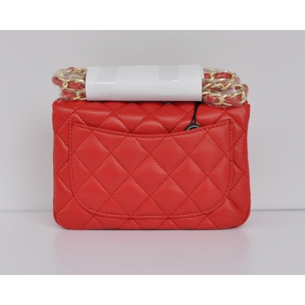 Red Agnello Borse Chanel Classic Flap Mini Con Oro Hw