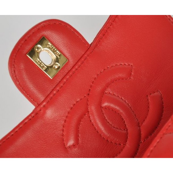 Red Agnello Borse Chanel Classic Flap Mini Con Oro Hw