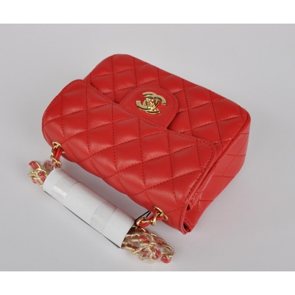 Red Agnello Borse Chanel Classic Flap Mini Con Oro Hw