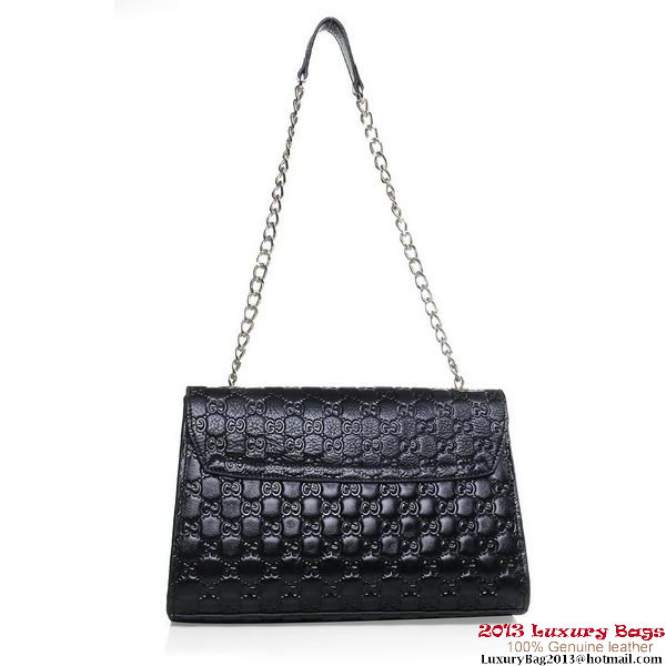 Gucci Emily Guccissima Leather Chain Shoulder Bag 295403 Black