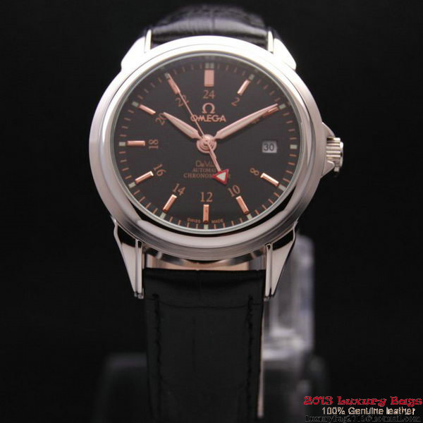 OMEGA DE VILLE Automatic Chronometer Steel on Black Leather Strap OM77205