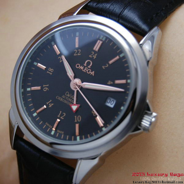 OMEGA DE VILLE Automatic Chronometer Steel on Black Leather Strap OM77205