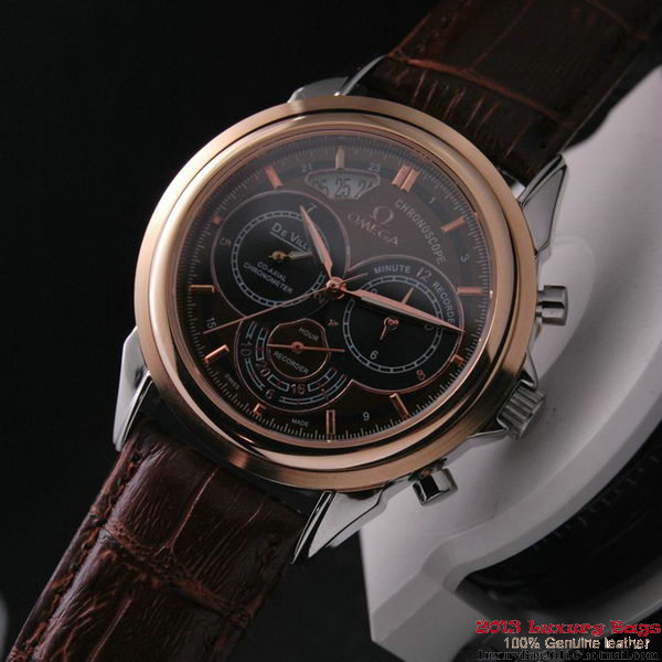 OMEGA DE VILLE CO-AXIAL CHRONOSCOPE Red Gold on Brown Leather Strap OM77420