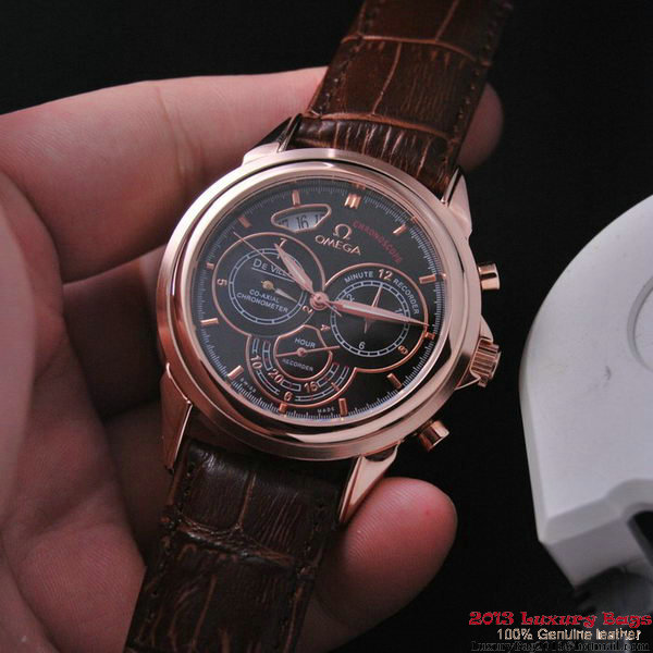 OMEGA DE VILLE CO-AXIAL CHRONOSCOPE Red Gold on Brown Leather Strap OM77426