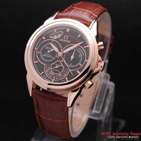 OMEGA DE VILLE CO-AXIAL CHRONOSCOPE Red Gold on Brown Leather Strap OM77426