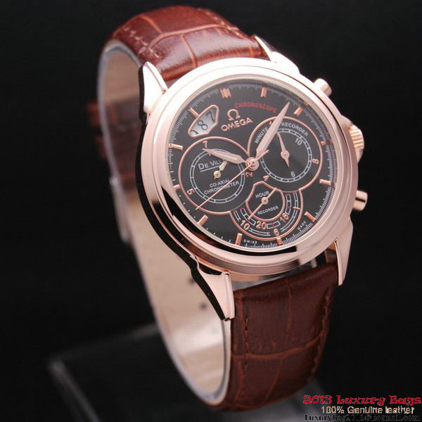 OMEGA DE VILLE CO-AXIAL CHRONOSCOPE Red Gold on Brown Leather Strap OM77426