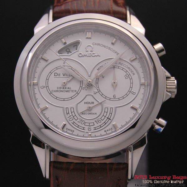 OMEGA DE VILLE CO-AXIAL CHRONOSCOPE Steel on Brown Leather Strap OM77401