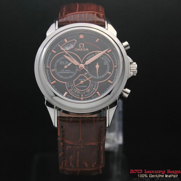 OMEGA DE VILLE CO-AXIAL CHRONOSCOPE Steel on Brown Leather Strap OM77408