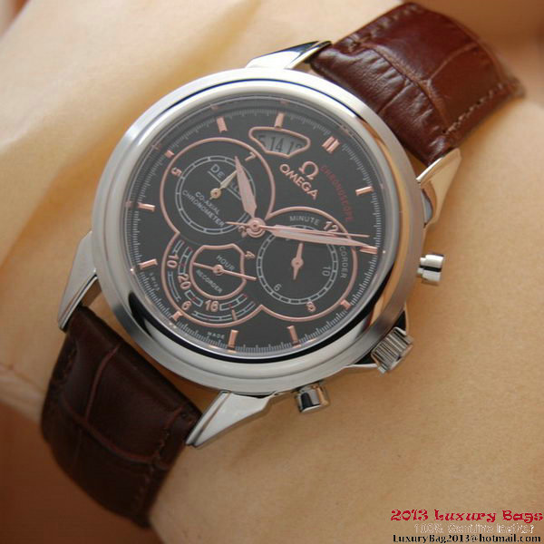 OMEGA DE VILLE CO-AXIAL CHRONOSCOPE Steel on Brown Leather Strap OM77408