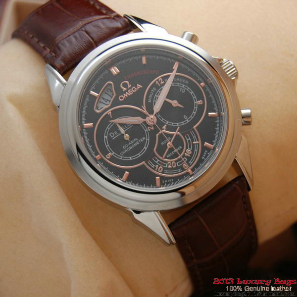 OMEGA DE VILLE CO-AXIAL CHRONOSCOPE Steel on Brown Leather Strap OM77408