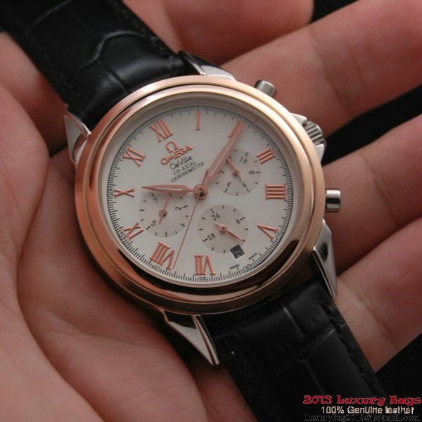 OMEGA DE VILLE CO-AXIAL Chronometer Red Gold on Black Leather Strap OM77502