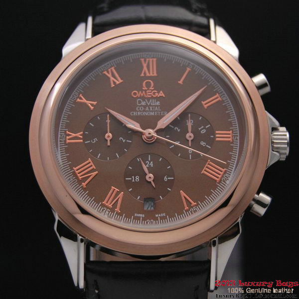 OMEGA DE VILLE CO-AXIAL Chronometer Red Gold on Black Leather Strap OM77504