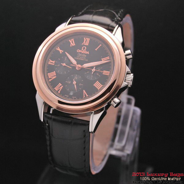 OMEGA DE VILLE CO-AXIAL Chronometer Red Gold on Black Leather Strap OM77506