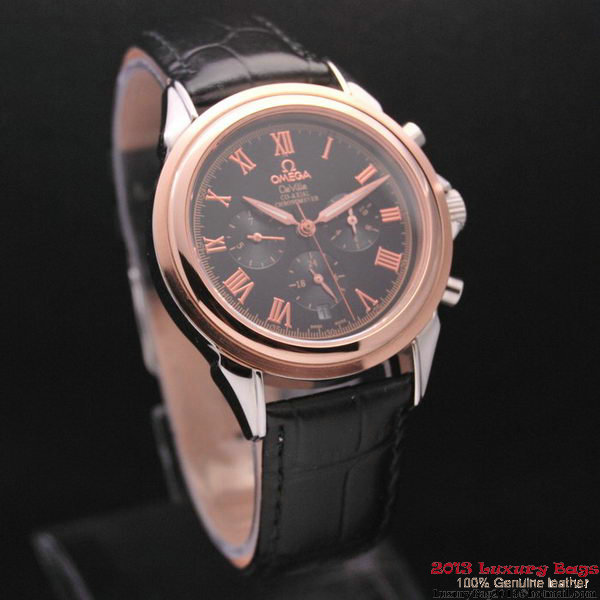 OMEGA DE VILLE CO-AXIAL Chronometer Red Gold on Black Leather Strap OM77506