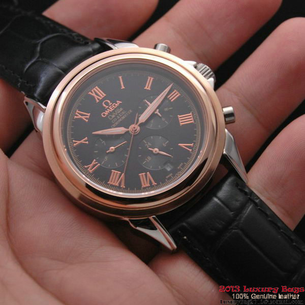 OMEGA DE VILLE CO-AXIAL Chronometer Red Gold on Black Leather Strap OM77506