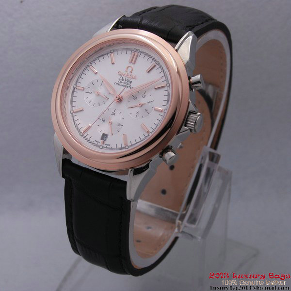 OMEGA DE VILLE CO-AXIAL Chronometer Red Gold on Black Leather Strap OM77508