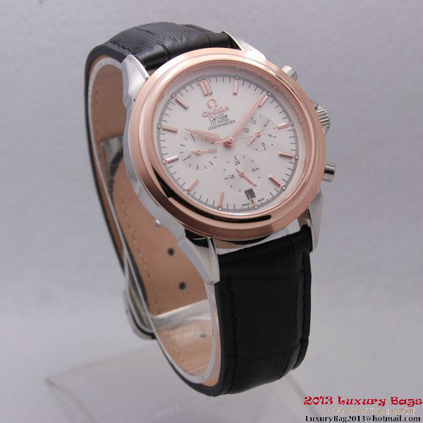 OMEGA DE VILLE CO-AXIAL Chronometer Red Gold on Black Leather Strap OM77508