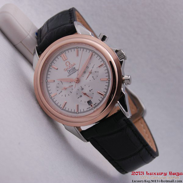 OMEGA DE VILLE CO-AXIAL Chronometer Red Gold on Black Leather Strap OM77508