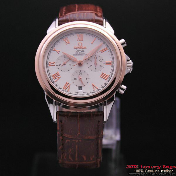 OMEGA DE VILLE CO-AXIAL Chronometer Red Gold on Brown Leather Strap OM77501