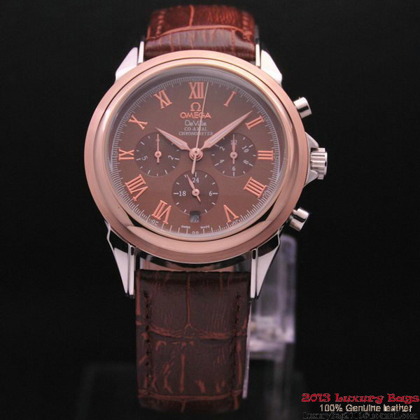 OMEGA DE VILLE CO-AXIAL Chronometer Red Gold on Brown Leather Strap OM77503