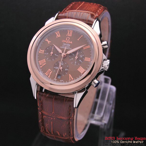 OMEGA DE VILLE CO-AXIAL Chronometer Red Gold on Brown Leather Strap OM77503