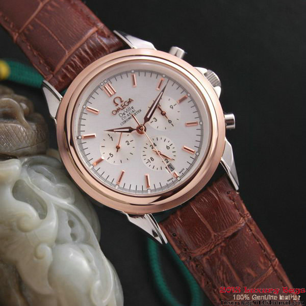 OMEGA DE VILLE CO-AXIAL Chronometer Red Gold on Brown Leather Strap OM77507