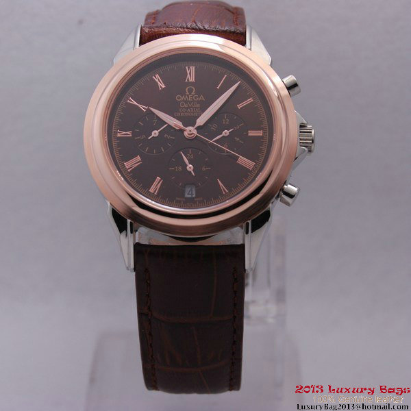 OMEGA DE VILLE CO-AXIAL Chronometer Red Gold on Brown Leather Strap OM77509