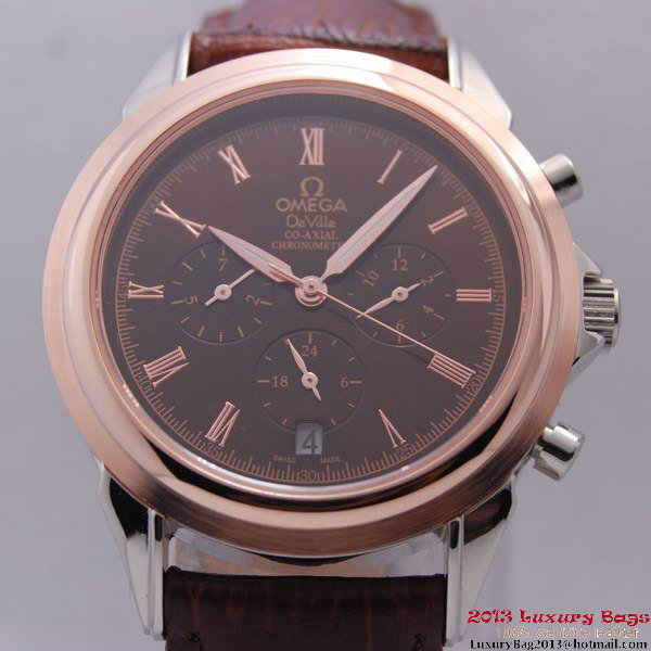 OMEGA DE VILLE CO-AXIAL Chronometer Red Gold on Brown Leather Strap OM77509