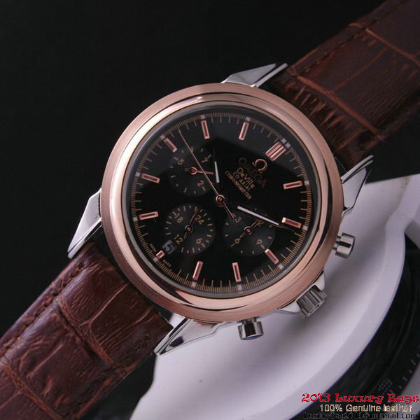 OMEGA DE VILLE CO-AXIAL Chronometer Red Gold on Brown Leather Strap OM77511