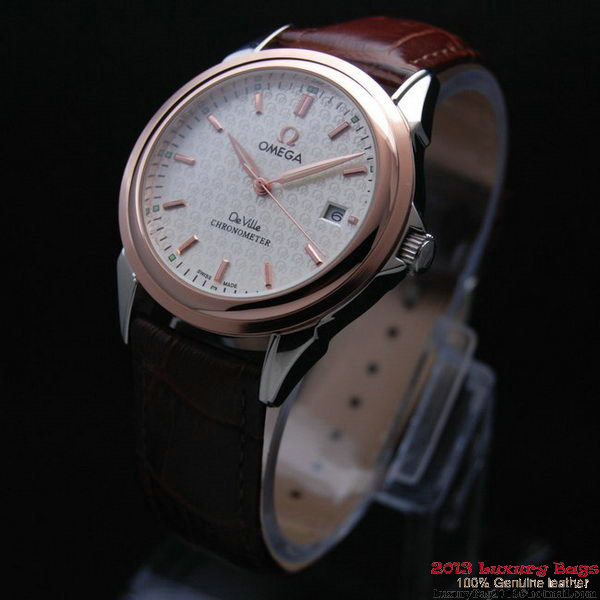 OMEGA DE VILLE Chronometer Red Gold on Brown Leather Strap OM77313