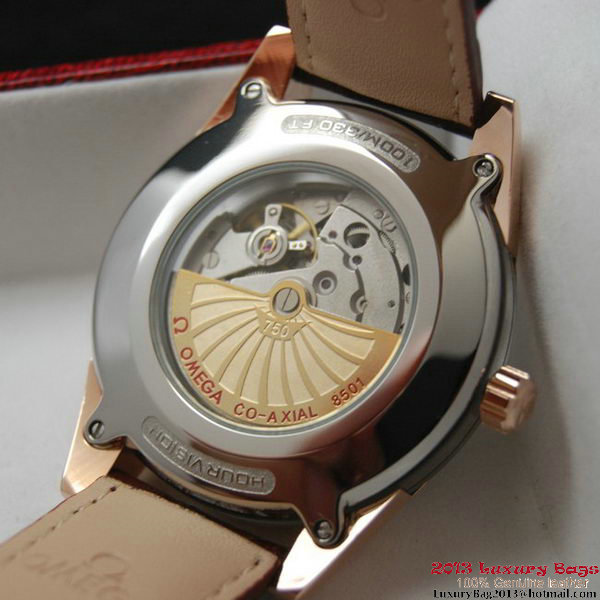 OMEGA DE VILLE Co-AXIAL CHRONOMETER Red Gold on Brown Leather Strap OM77023