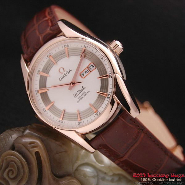 OMEGA DE VILLE HOUR VISION ANNUAL CALENDAR Red Gold on Brown Leather Strap OM77119