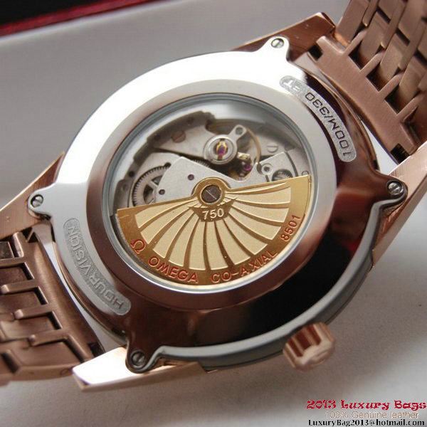 OMEGA DE VILLE HOUR VISION ANNUAL CALENDAR Red Gold on Red Gold Strap OM77128