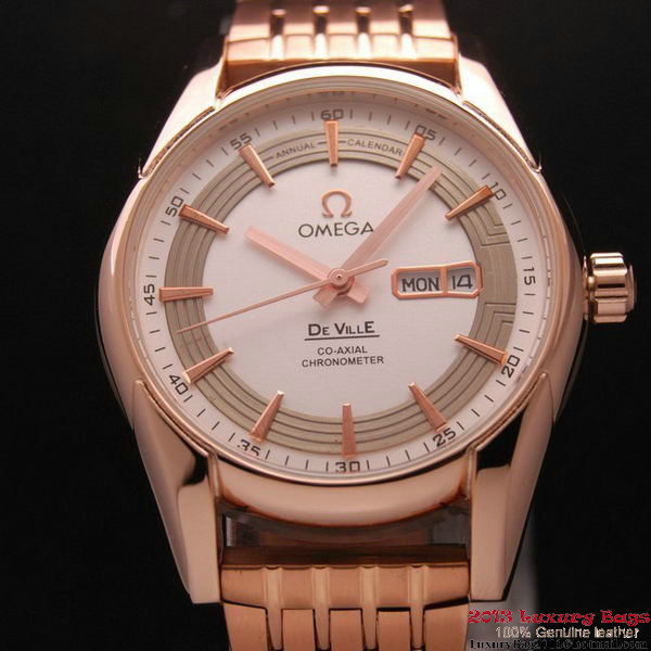 OMEGA DE VILLE HOUR VISION ANNUAL CALENDAR Red Gold on Red Gold Strap OM77128