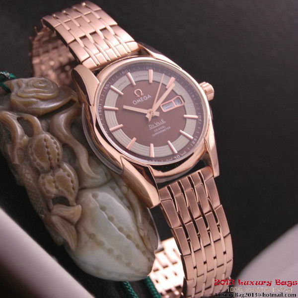 OMEGA DE VILLE HOUR VISION ANNUAL CALENDAR Red Gold on Red Gold Strap OM77129