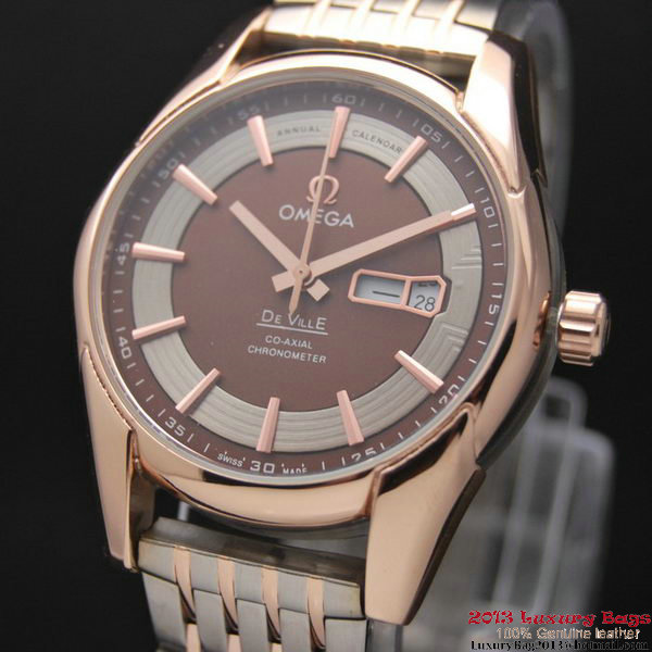 OMEGA DE VILLE HOUR VISION ANNUAL CALENDAR Red Gold on Steel Strap OM77126